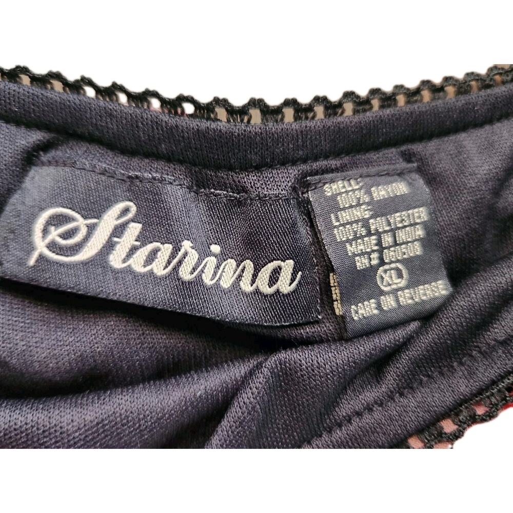 Vtg Starina Piano Fringe Beaded Floral A Line Midi Skirt Sz XL Fairy Whimsical - Picture 7 of 9